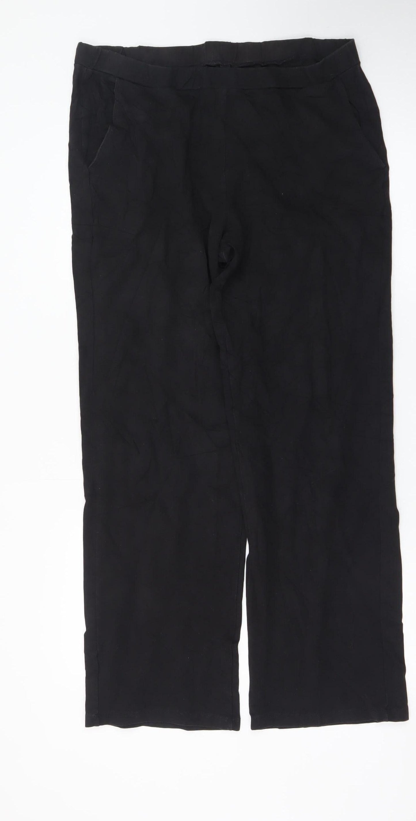 Saint + Sofia Black Linen Women's Trousers UK 16 Straight Leg