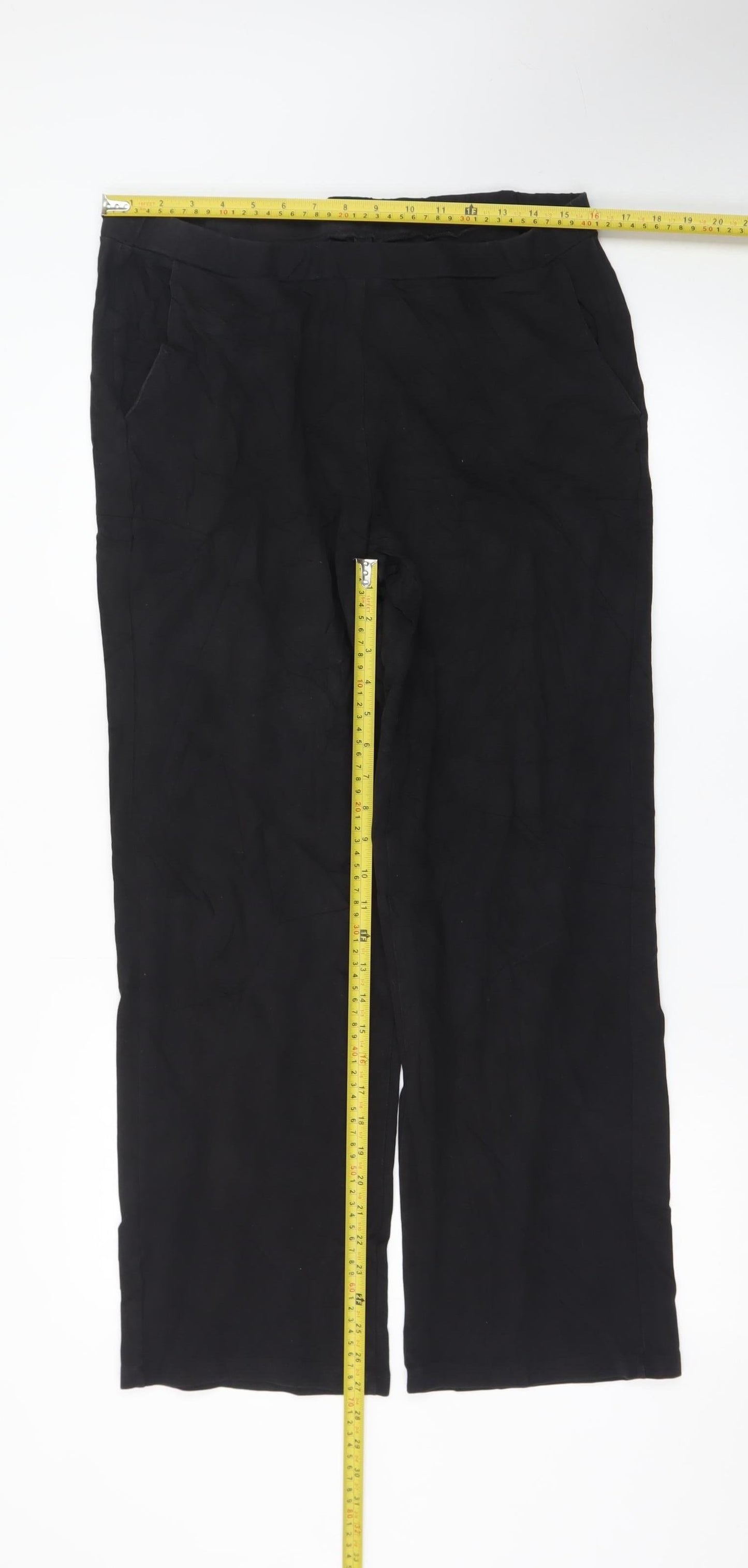 Saint + Sofia Black Linen Women's Trousers UK 16 Straight Leg