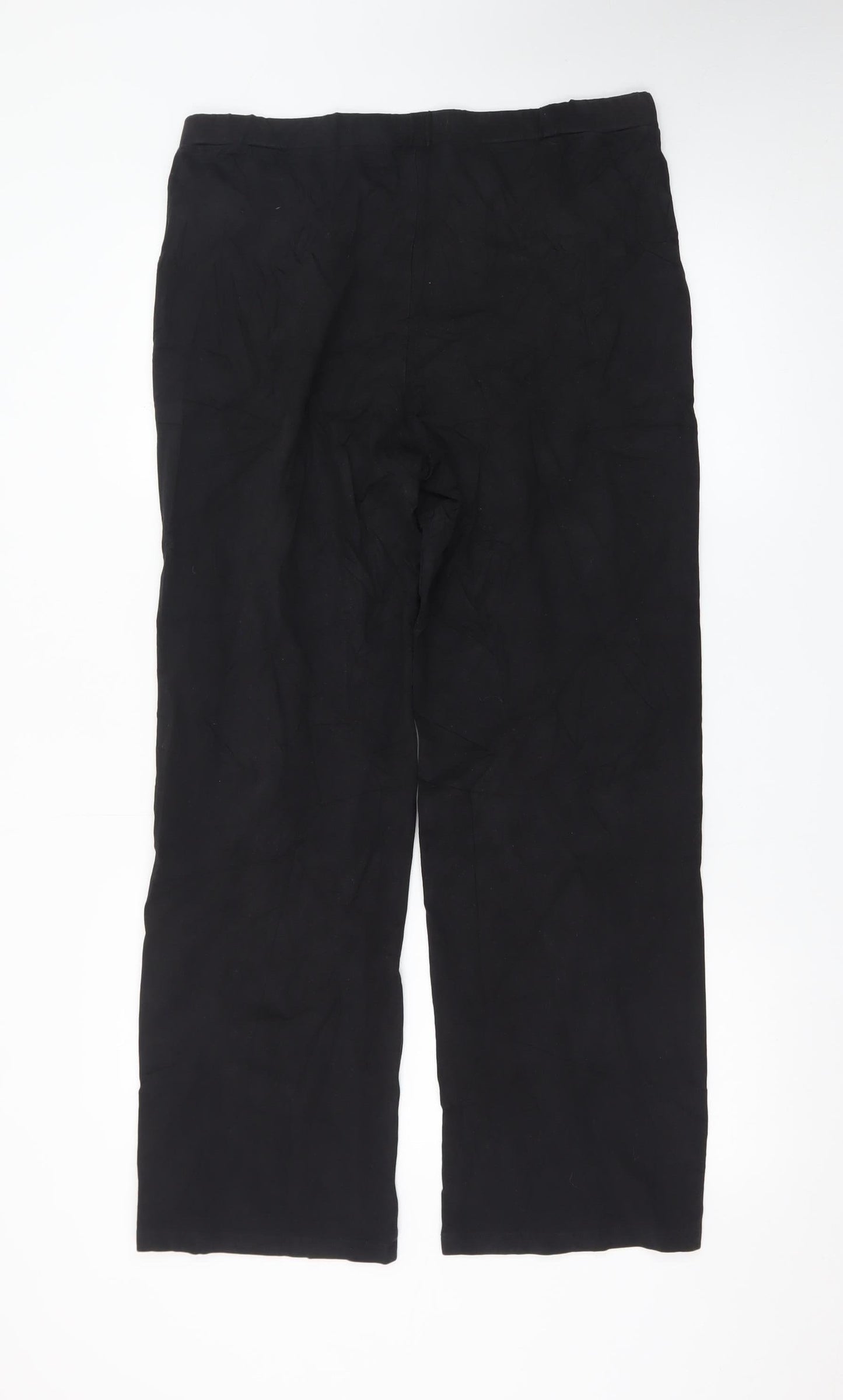 Saint + Sofia Black Linen Women's Trousers UK 16 Straight Leg