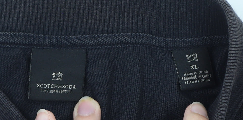 Scotch & Soda Men's Black Cotton Polo Shirt XL Regular Fit