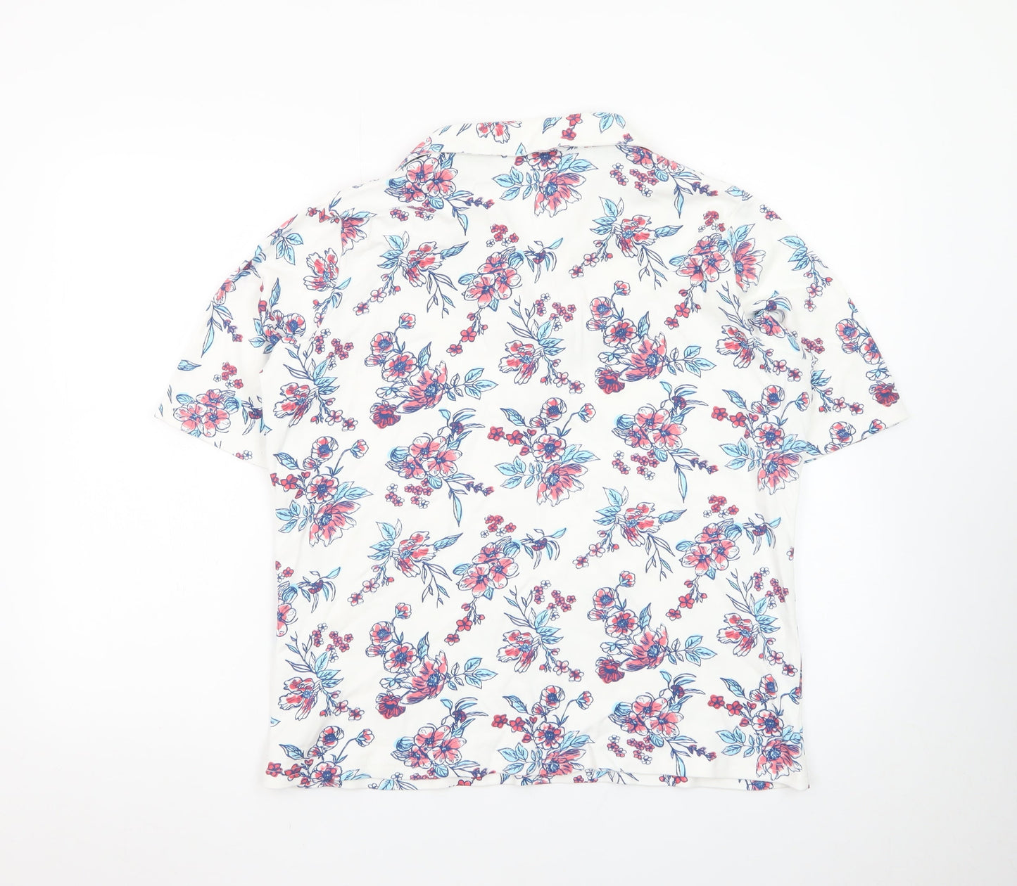 ISLE Womens Multicoloured Floral Collared Polo Shirt Size L 18-20