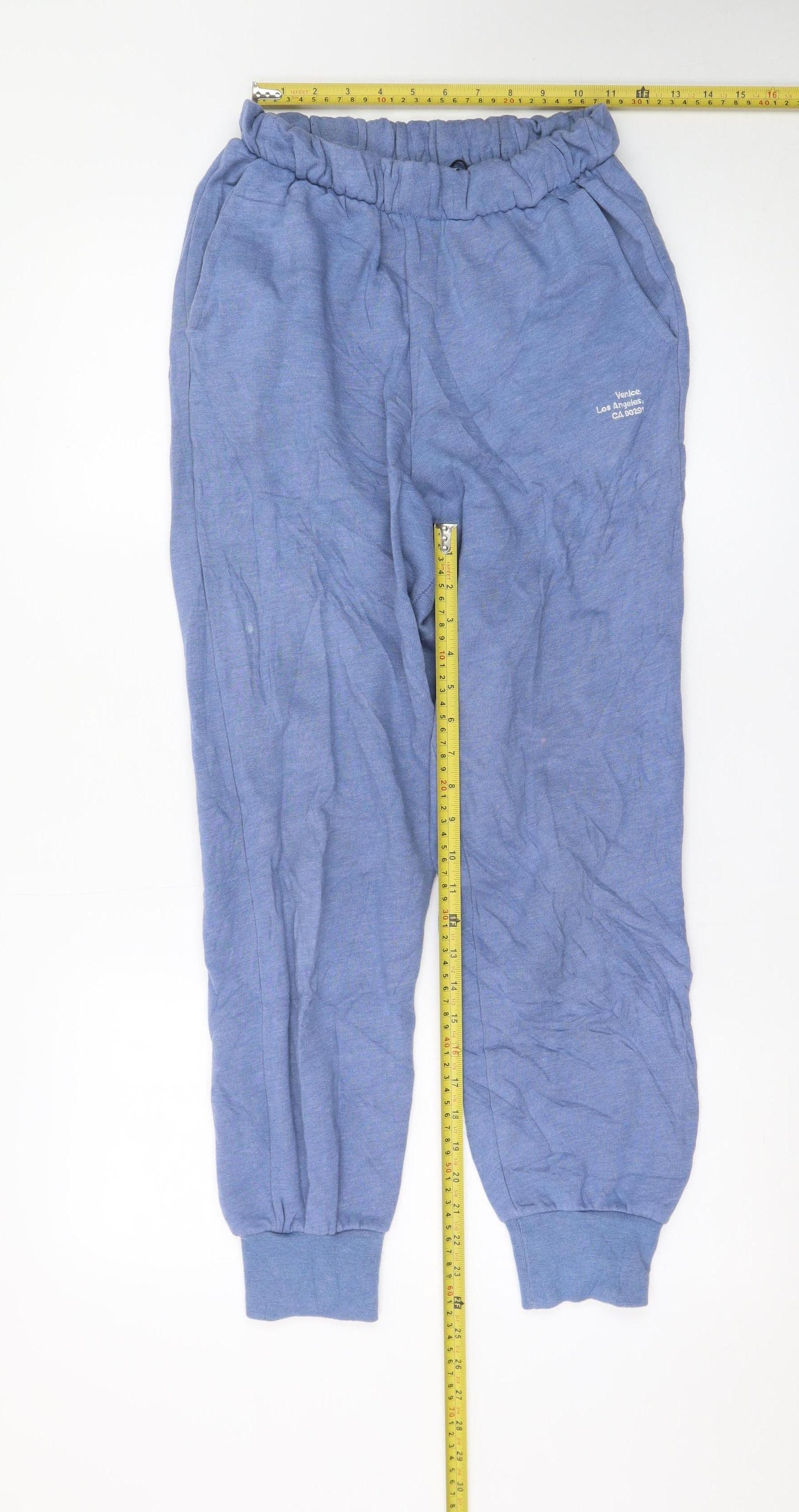 Zara Women Blue Jogger Trousers S Elastic Waist Casual