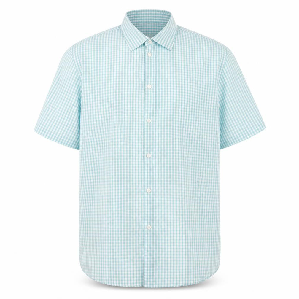 Marks & Spencer Men's Blue Check Short Sleeve Dress Shirt 2XL