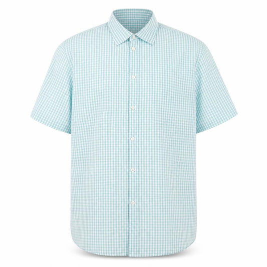 Marks & Spencer Men's Blue Check Short Sleeve Dress Shirt 2XL