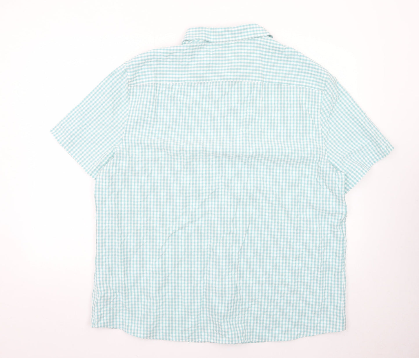 Marks and Spencer Men's Blue Check Short Sleeve Dress Shirt 2XL