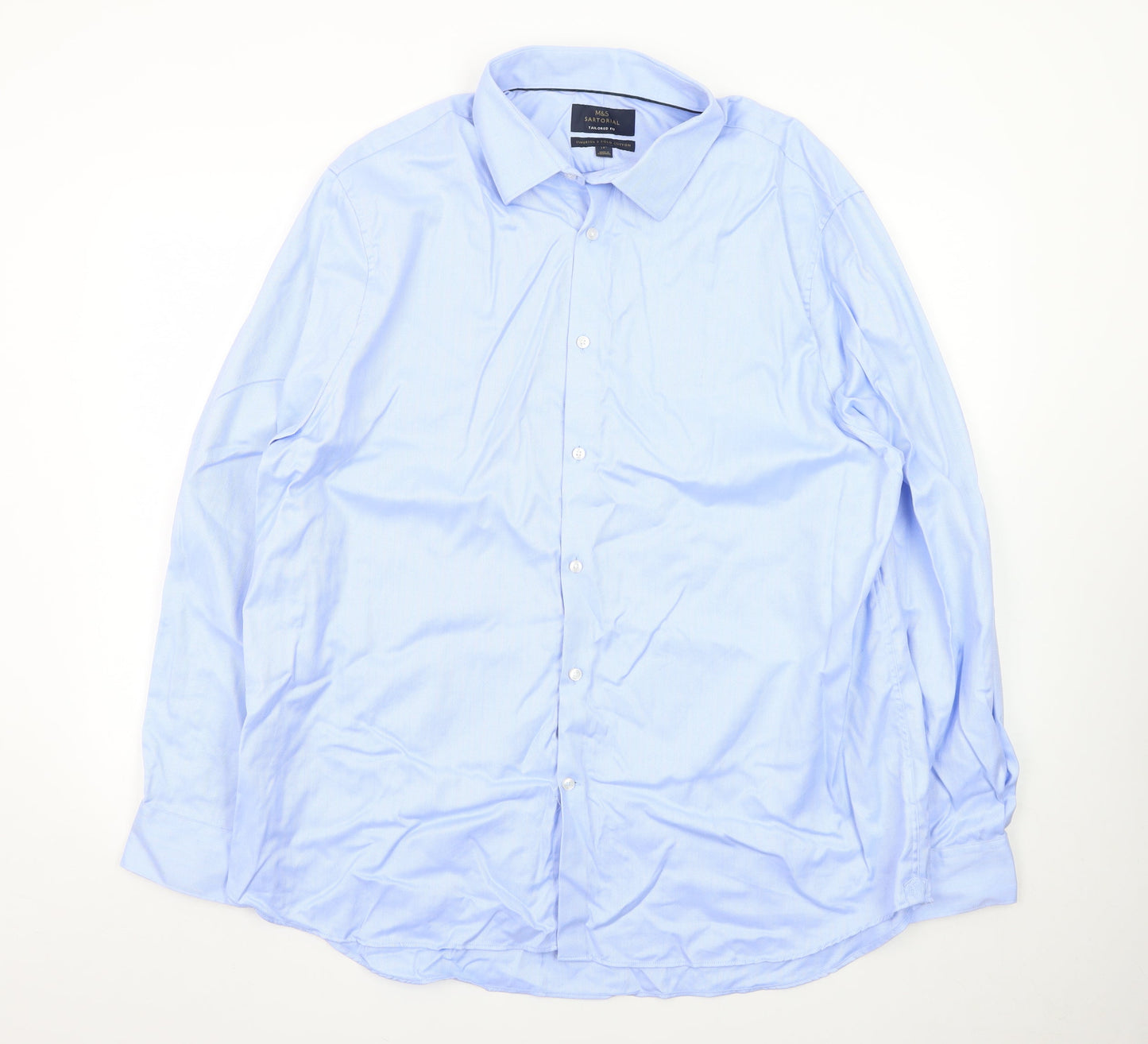 Marks and Spencer Men’s Blue Tailored Fit Cotton Dress Shirt 18”