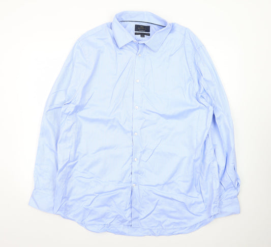 Marks and Spencer Men’s Blue Tailored Fit Cotton Dress Shirt 18”