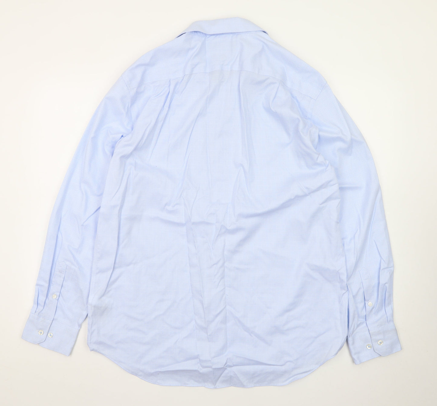 Marks and Spencer Men’s Blue Regular Fit Non-Iron Long Sleeve Dress Shirt 42cm