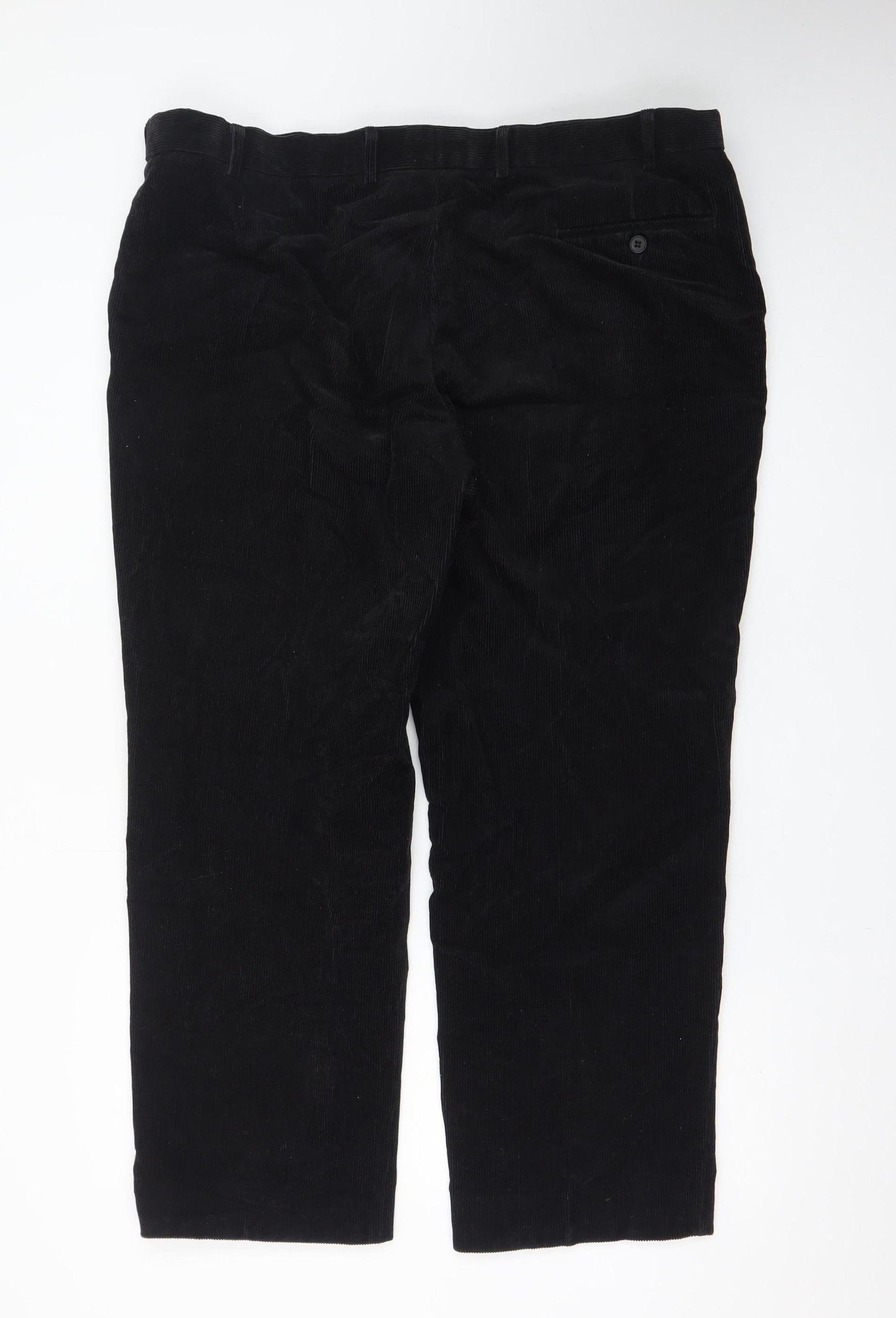 Marks and Spencer Womens Black Corduroy Straight Trousers Size 42in Waist