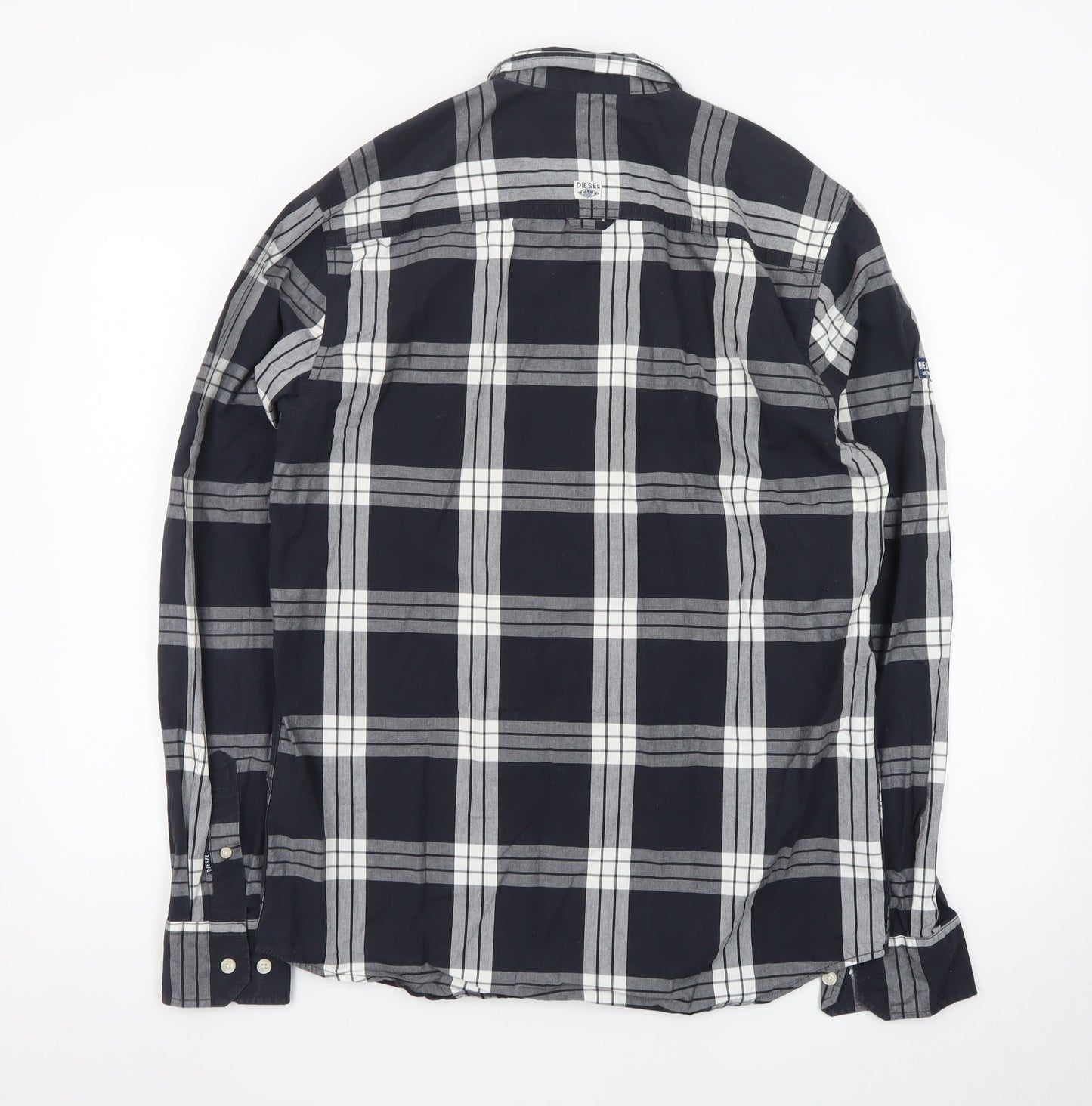 Diesel Men's Black Checked Long Sleeve Button-Up Shirt Size L
