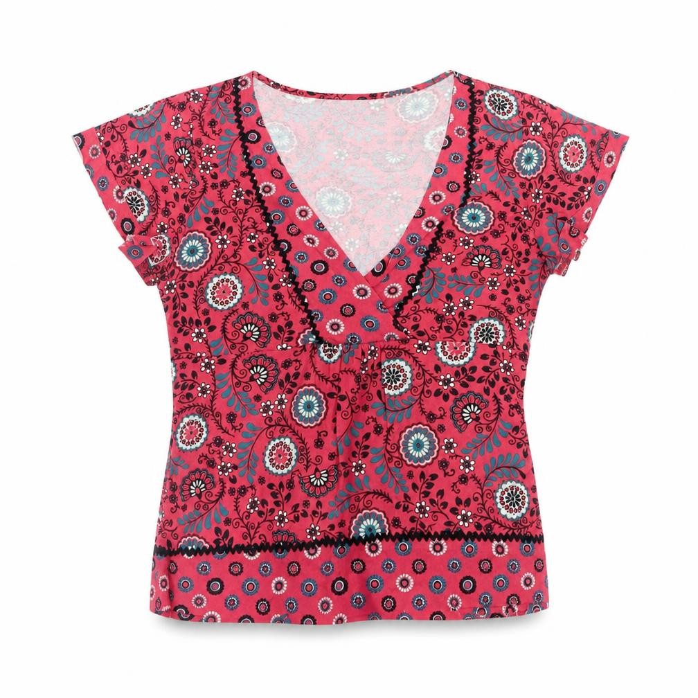 Next Women’s Pink Floral V-Neck Petite Tunic Top Size 16