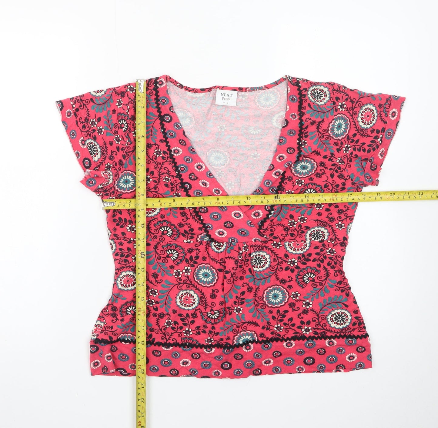 Next Women’s Pink Floral V-Neck Petite Tunic Top Size 16