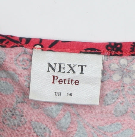 Next Women’s Pink Floral V-Neck Petite Tunic Top Size 16