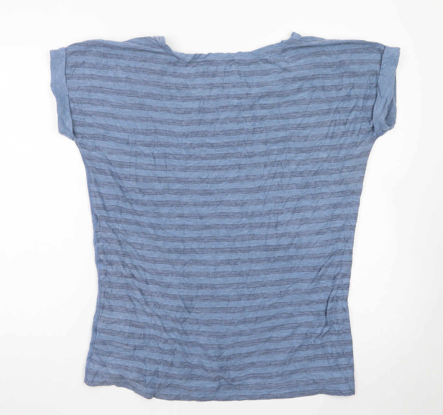 Wrangler Women Blue Striped Basic T-Shirt XL Casual Soft Top