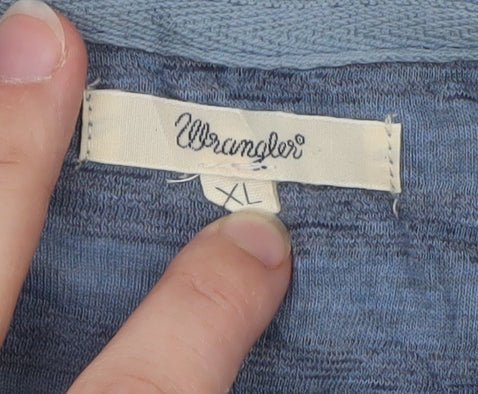Wrangler Women Blue Striped Basic T-Shirt XL Casual Soft Top