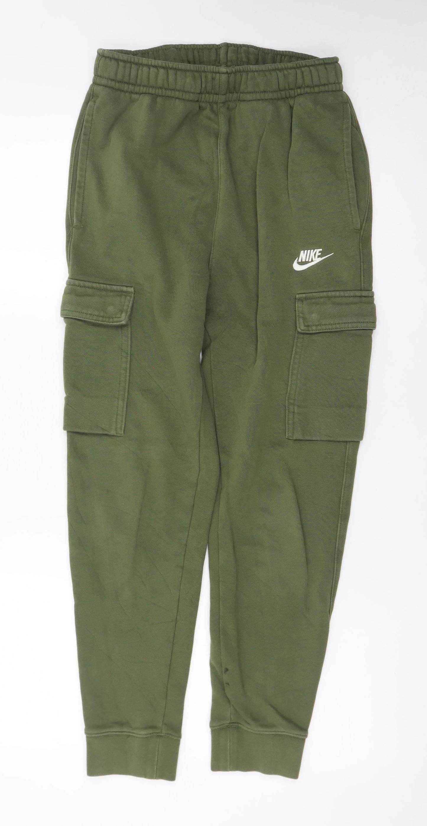 Nike Men's Green Cargo Jogger Trousers XS Fleece Lined