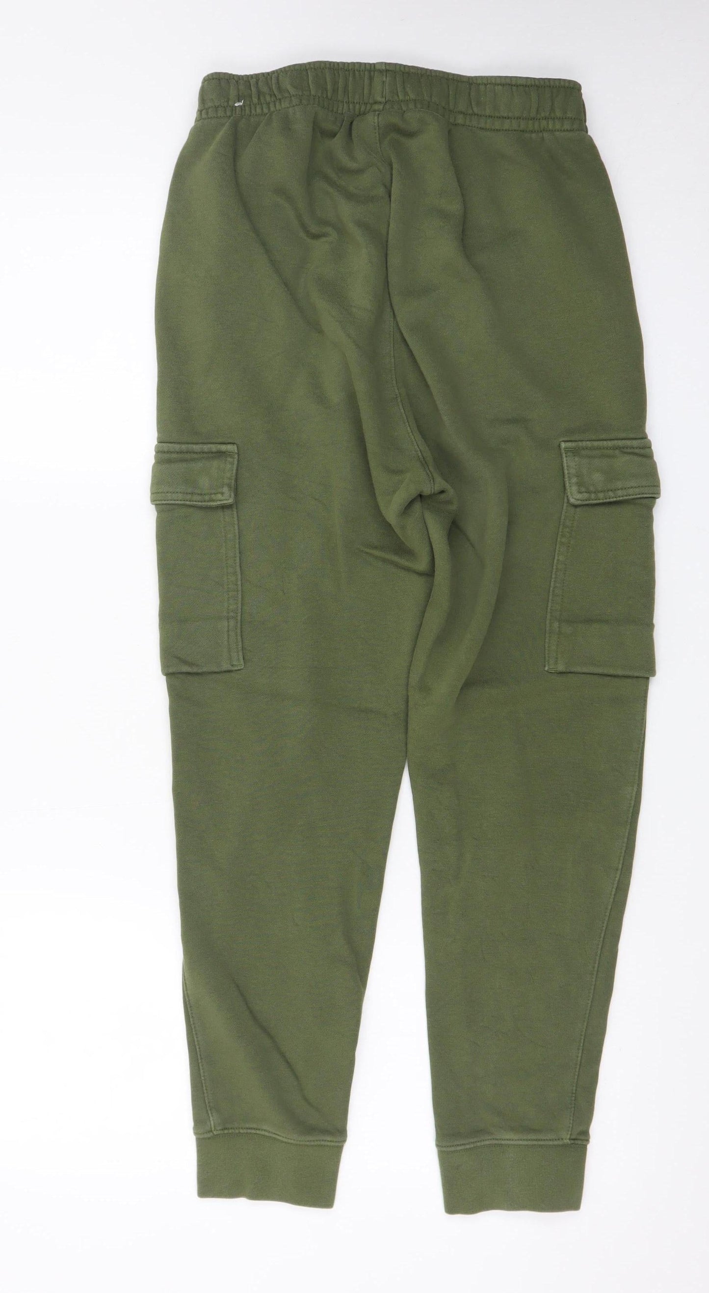 Nike Men's Green Cargo Jogger Trousers XS Fleece Lined