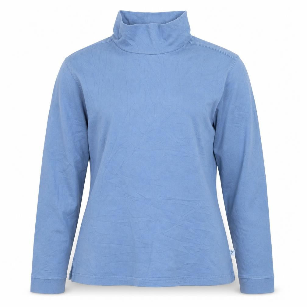 Jack Murphy Women Blue Roll Neck Long Sleeve Cotton Top Size 18
