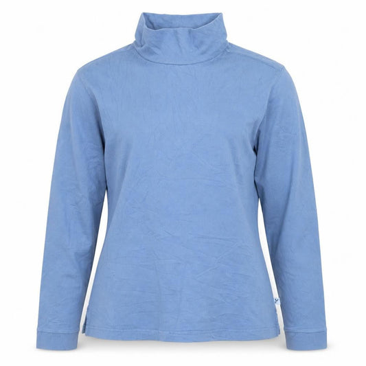 Jack Murphy Women Blue Roll Neck Long Sleeve Cotton Top Size 18