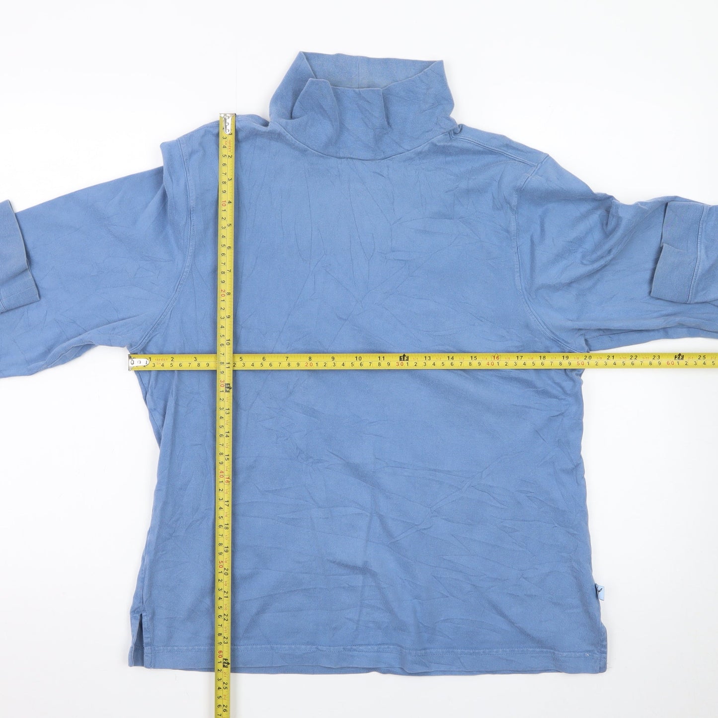 Jack Murphy Women Blue Roll Neck Long Sleeve Cotton Top Size 18
