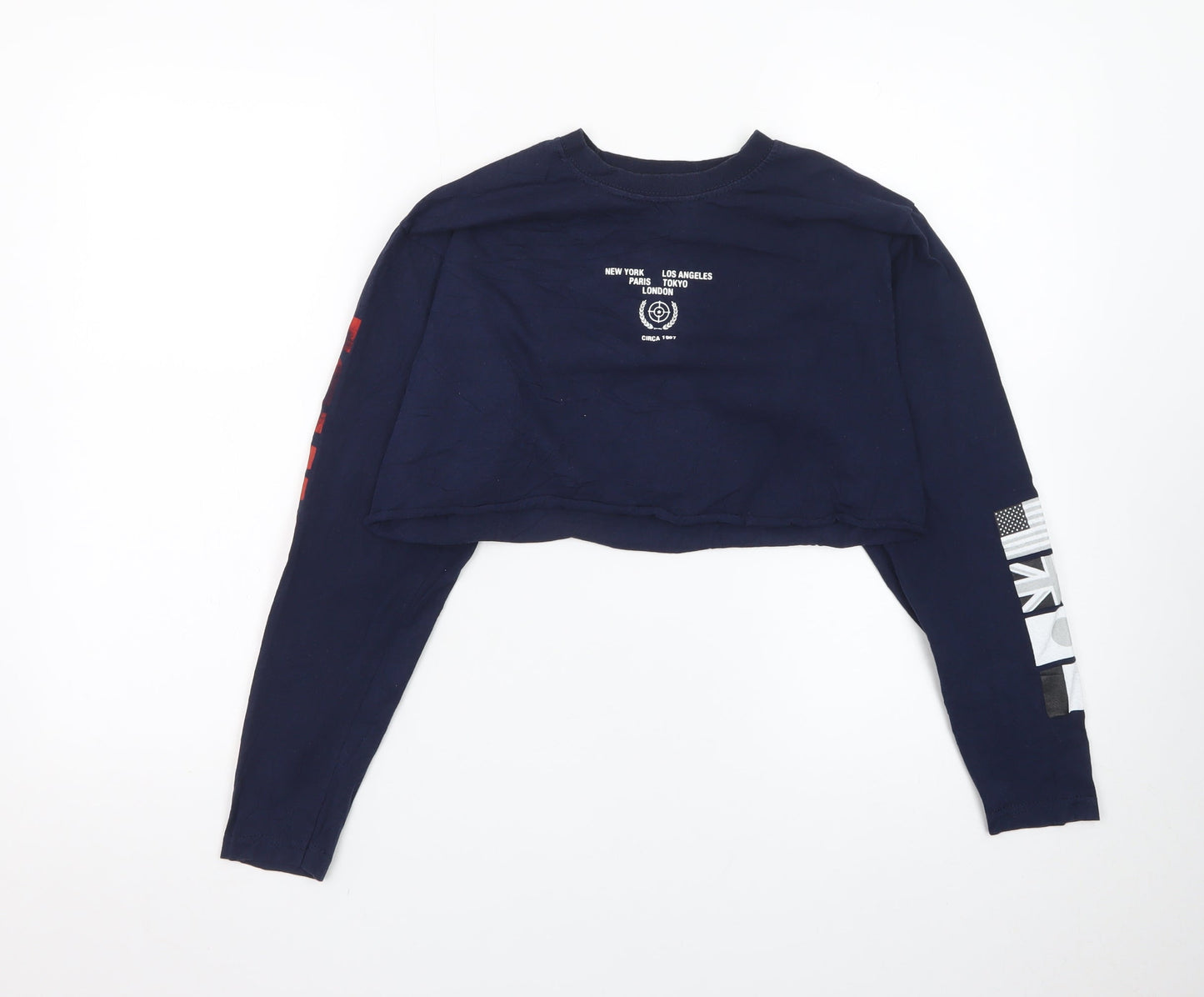 Urban Outfitters Women Blue Cropped Long Sleeve T-Shirt S