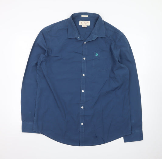 Original Penguin by Munsingwear Men's Blue Heritage Slim Fit Dress Shirt XL
