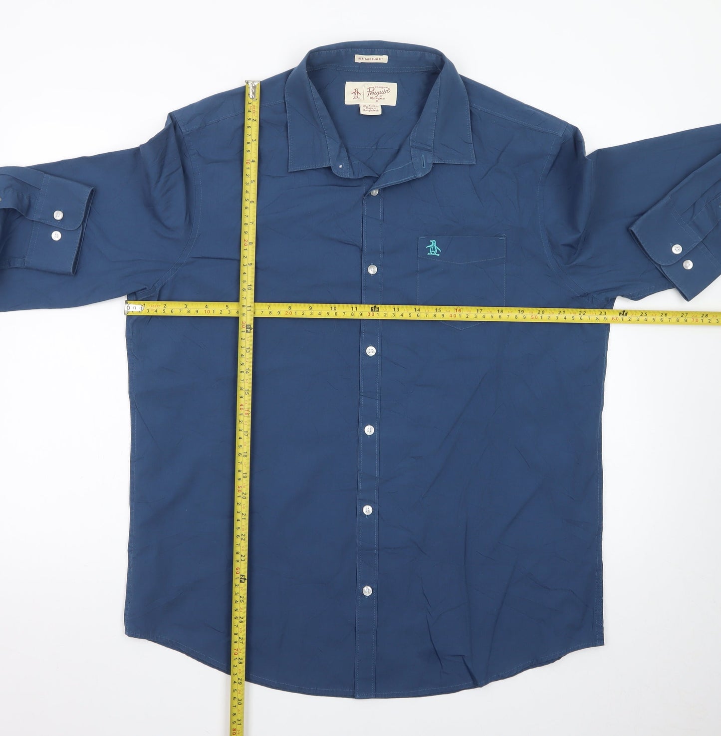 Original Penguin by Munsingwear Men's Blue Heritage Slim Fit Dress Shirt XL