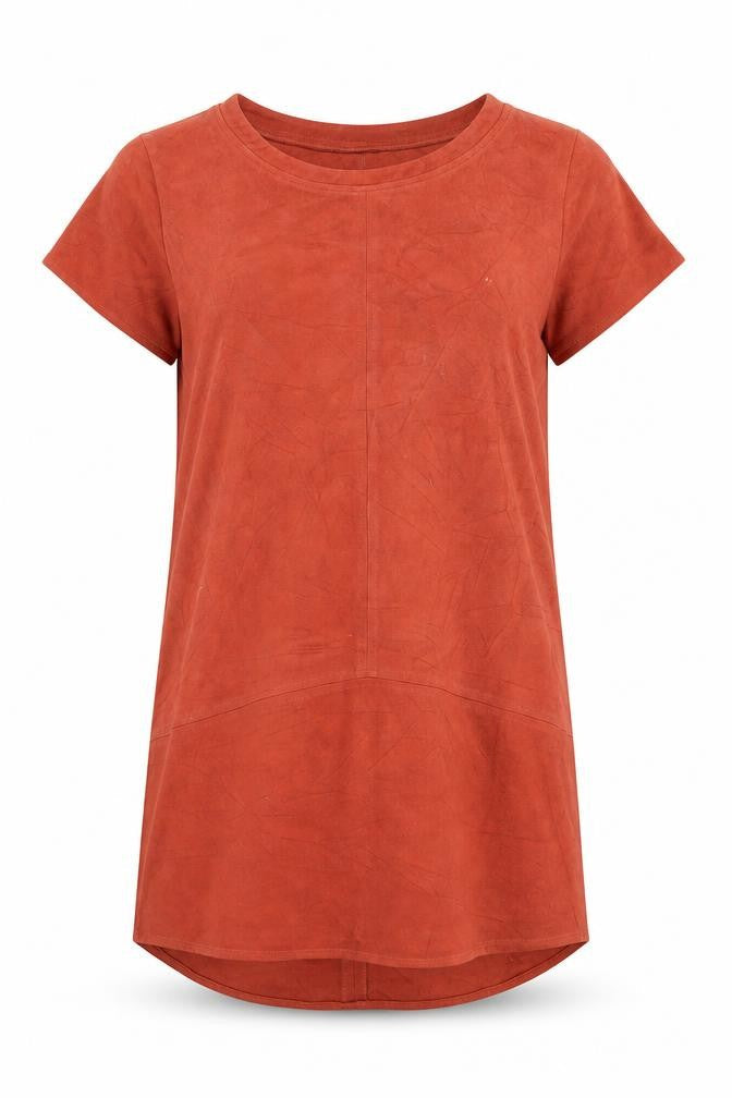 MINKPINK Women’s Brown Short Sleeve Suede T-Shirt Dress Size M
