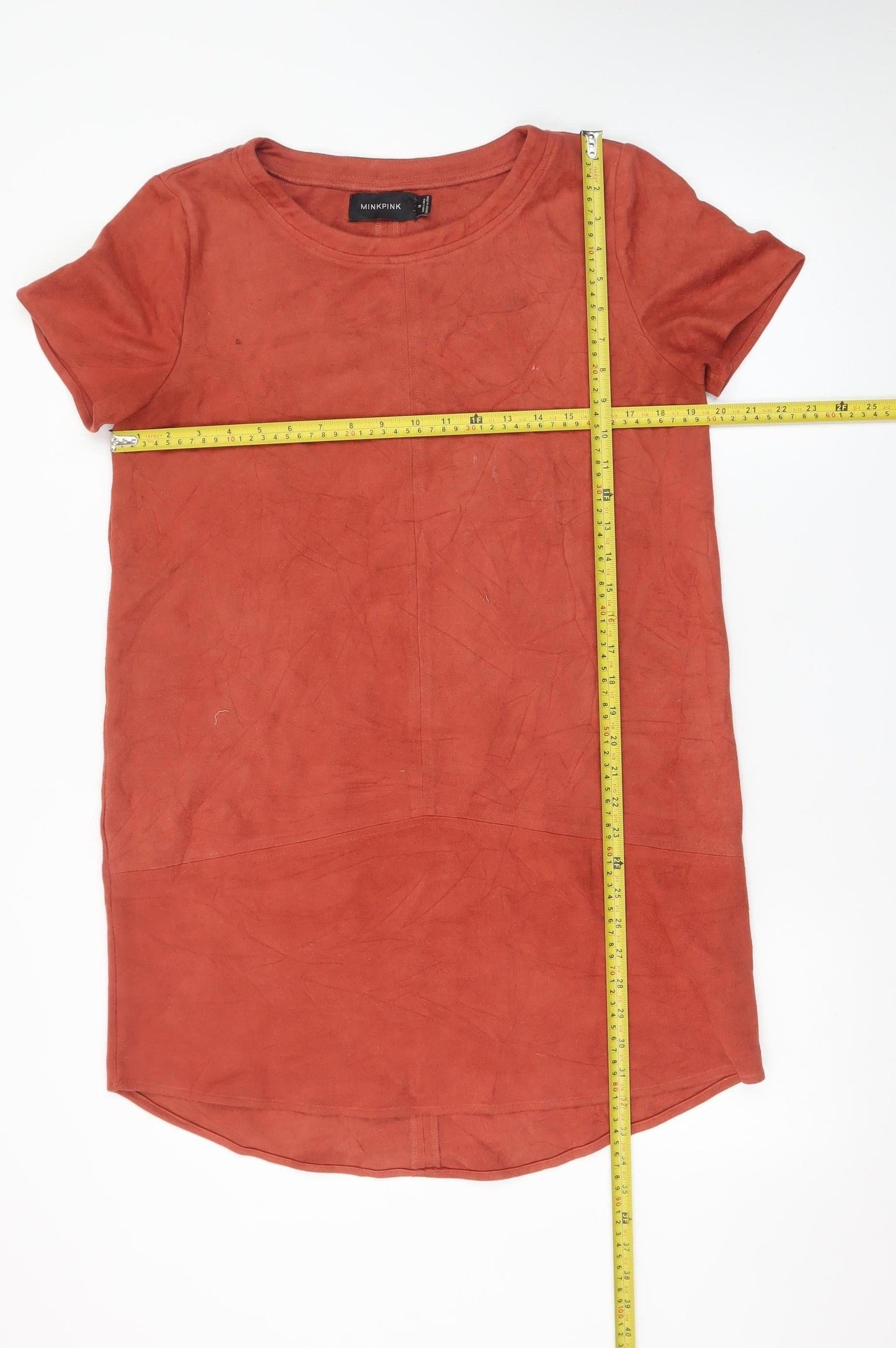 MINKPINK Women’s Brown Short Sleeve Suede T-Shirt Dress Size M