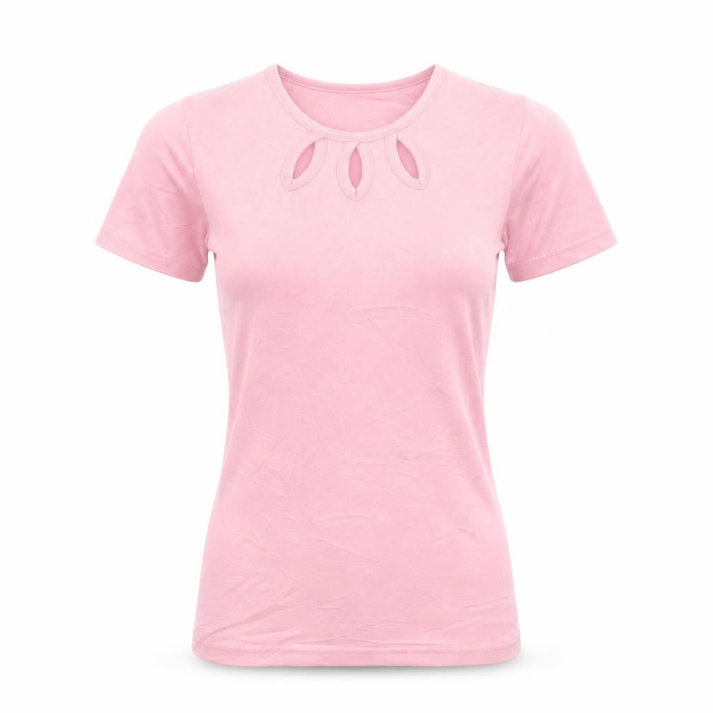 ISLE Essentials Women's Pink XS Keyhole Neck Jersey T-Shirt