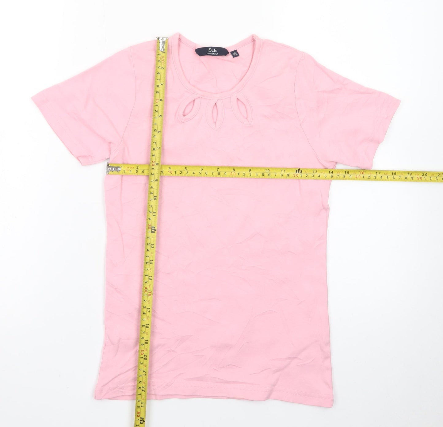 ISLE Essentials Women's Pink XS Keyhole Neck Jersey T-Shirt