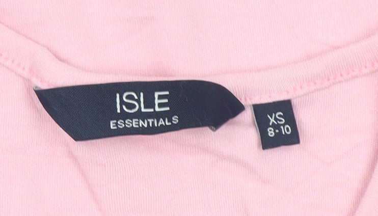 ISLE Essentials Women's Pink XS Keyhole Neck Jersey T-Shirt