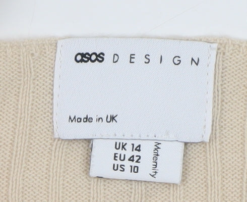 ASOS DESIGN Women’s Beige Knit Ribbed Maternity Tank Top Size 14