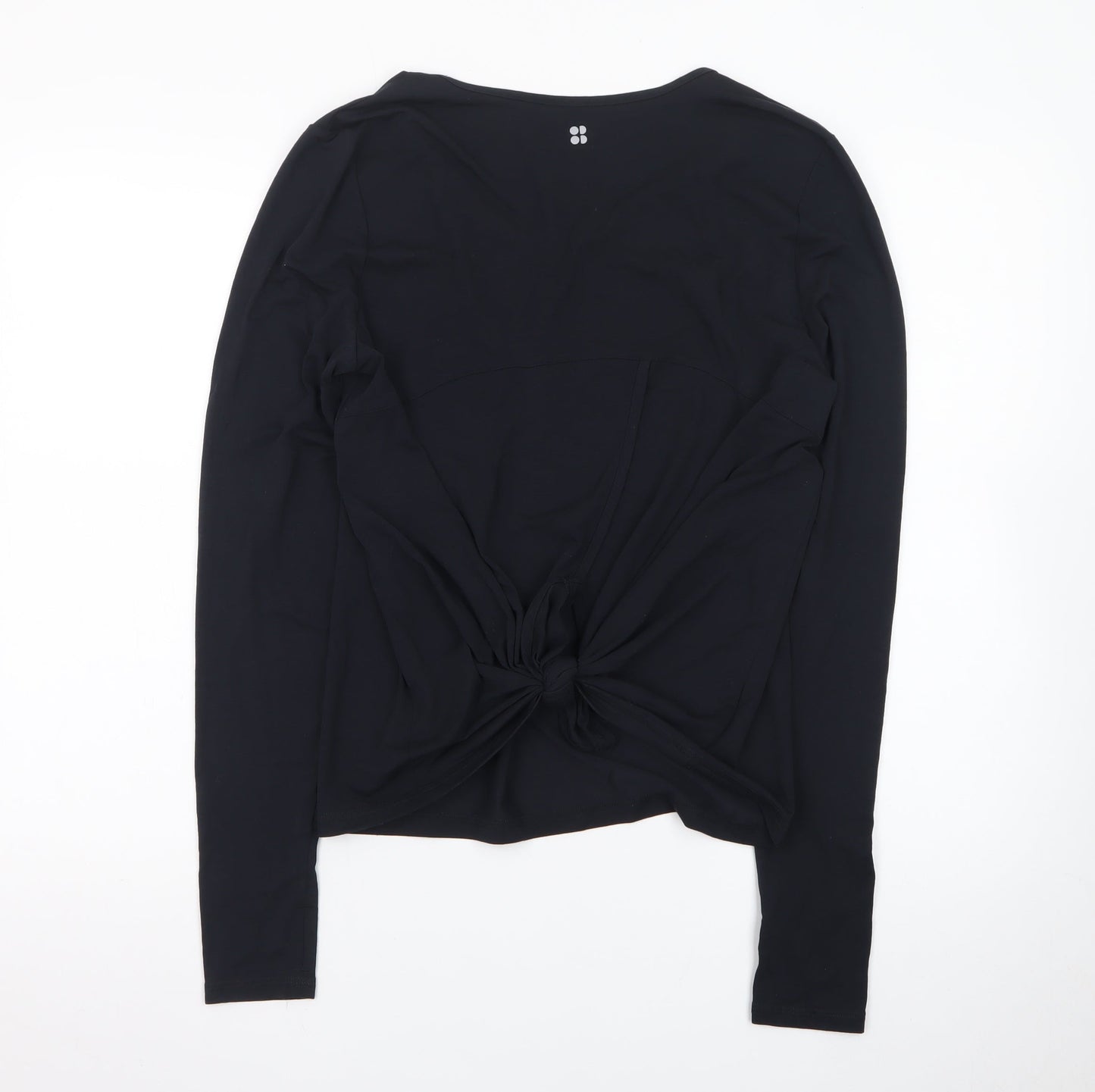 Sweaty Betty Womens Black V-Neck Long Sleeve Stretch Top Size M