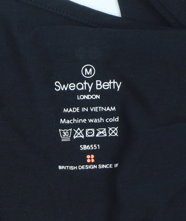 Sweaty Betty Womens Black V-Neck Long Sleeve Stretch Top Size M