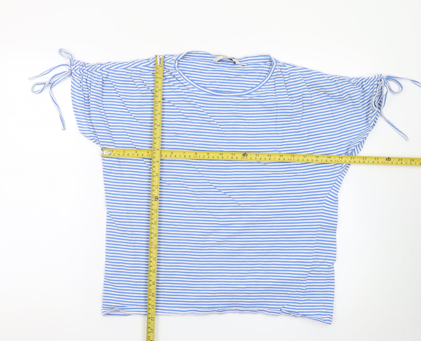 ISLE ESSENTIALS Women's Blue Striped Short Sleeve Cotton T-Shirt Size S