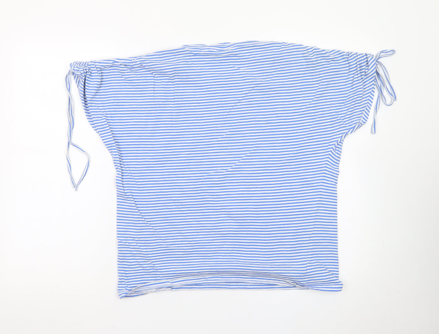 ISLE ESSENTIALS Women's Blue Striped Short Sleeve Cotton T-Shirt Size S