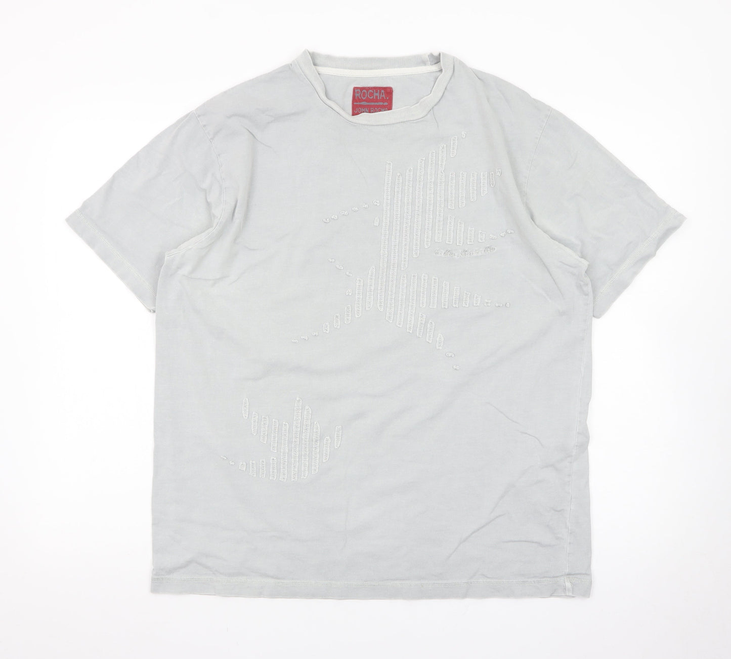 John Rocha Men's Grey Short Sleeve Crew Neck T-Shirt Size L