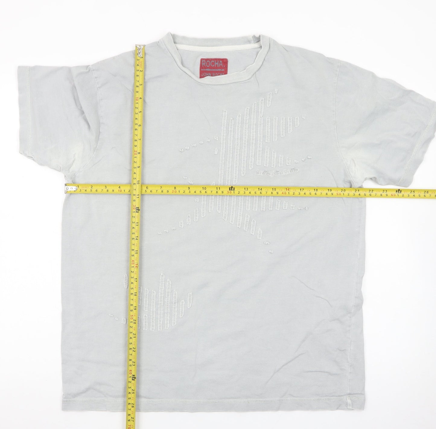 John Rocha Men's Grey Short Sleeve Crew Neck T-Shirt Size L