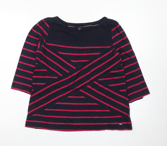 Tommy Hilfiger Women Navy & Pink Striped 3/4 Sleeve Top Size M