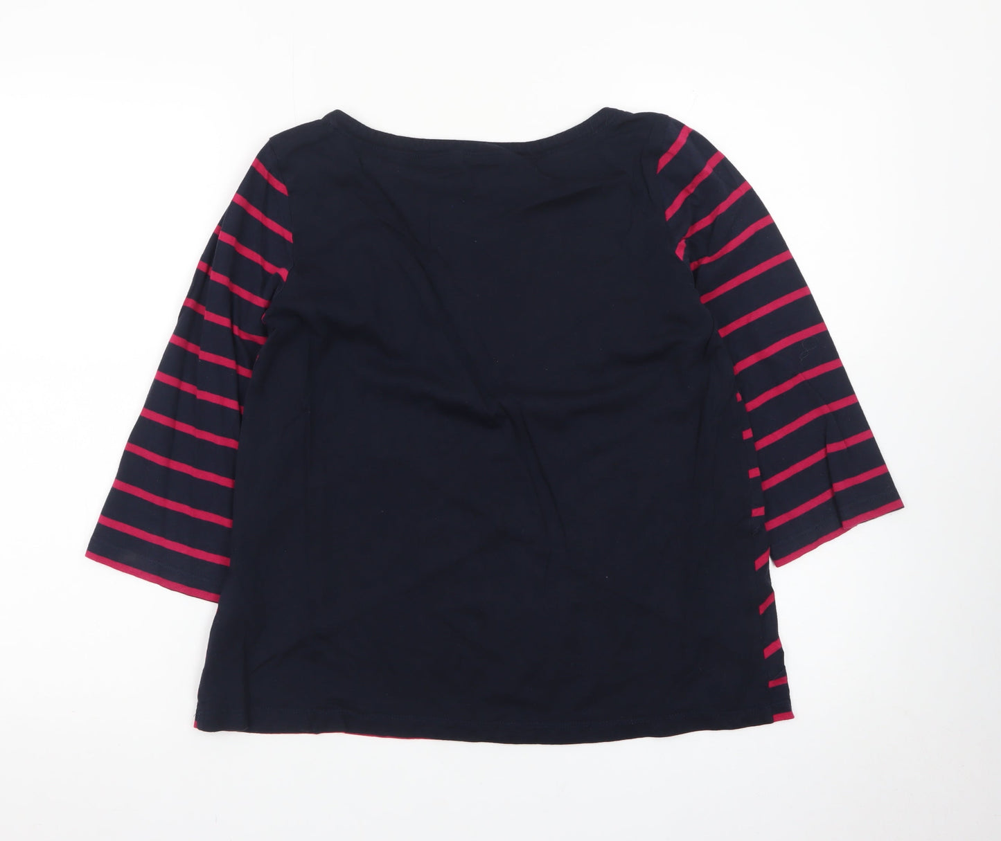 Tommy Hilfiger Women Navy & Pink Striped 3/4 Sleeve Top Size M