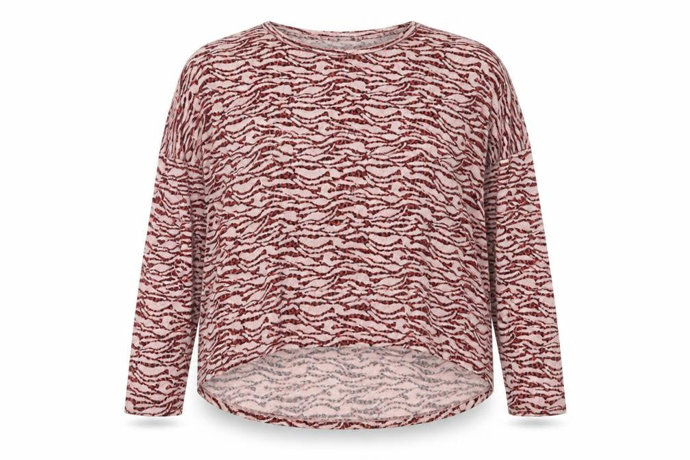 Soyaconcept Women’s Pink Animal Print Long Sleeve Jersey Blouse L