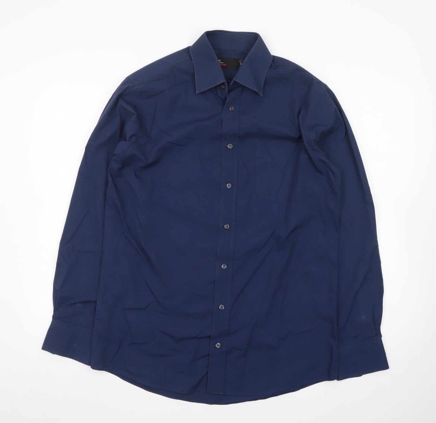 Marks and Spencer Men's Blue Easycare Classic Long Sleeve Dress Shirt Size 15/38