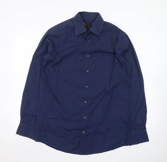 Marks and Spencer Men's Blue Easycare Classic Long Sleeve Dress Shirt Size 15/38