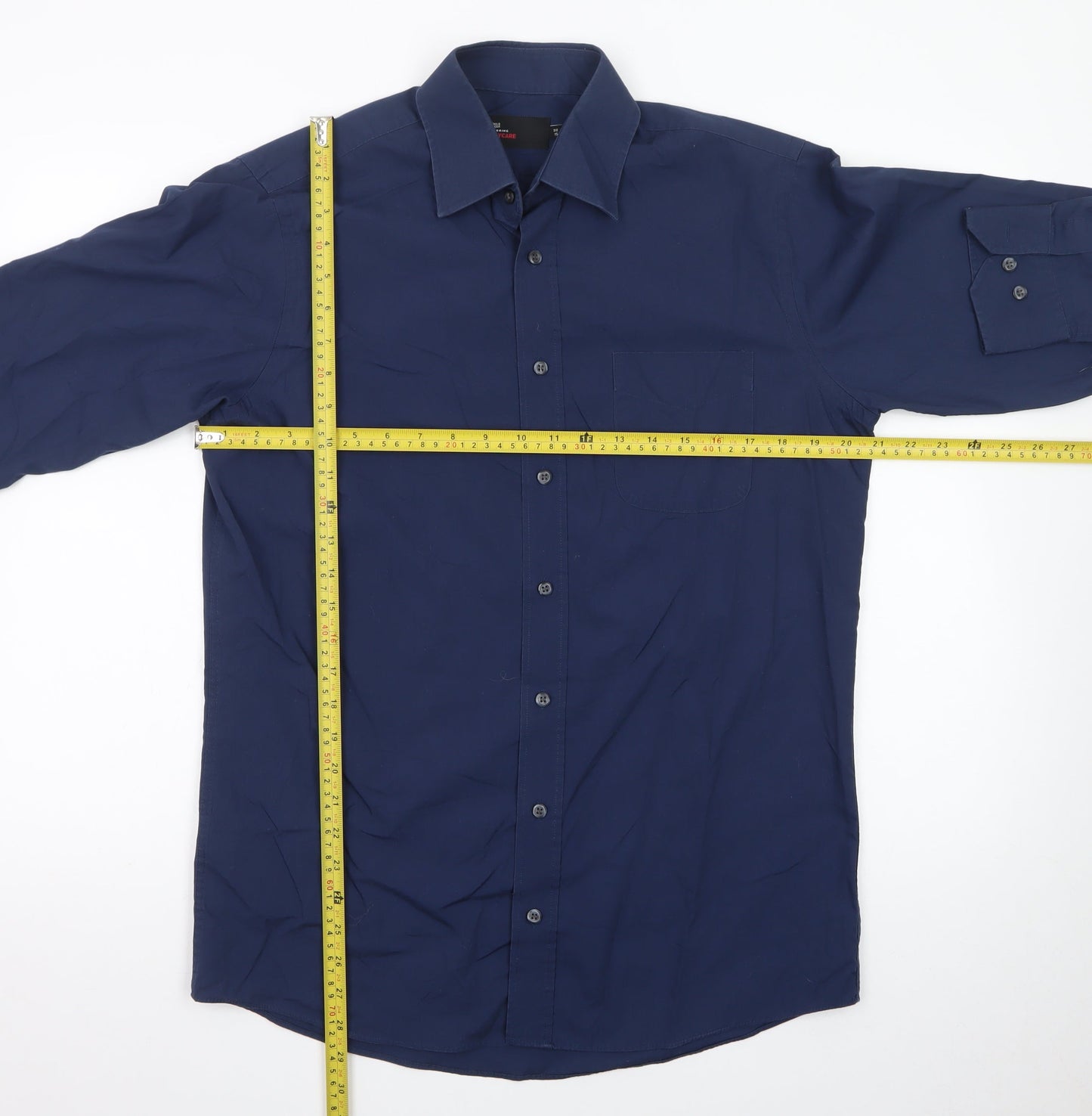 Marks and Spencer Men's Blue Easycare Classic Long Sleeve Dress Shirt Size 15/38