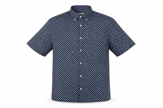 Marks & Spencer Men's Blue Geometric Short Sleeve 2XL Dress Shirt
