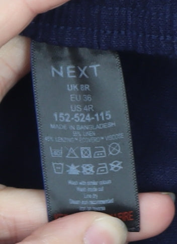 Next Women Navy Linen Blend Tapered Trousers Size 8R