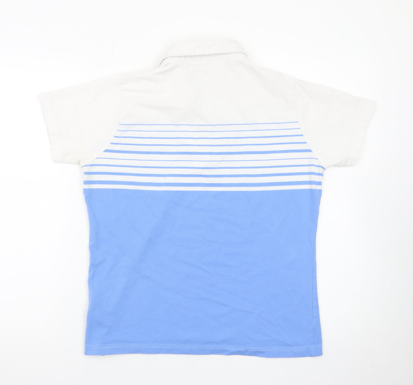 EWM Womens Blue White Striped Polo Shirt Size 14-16 Classic Fit