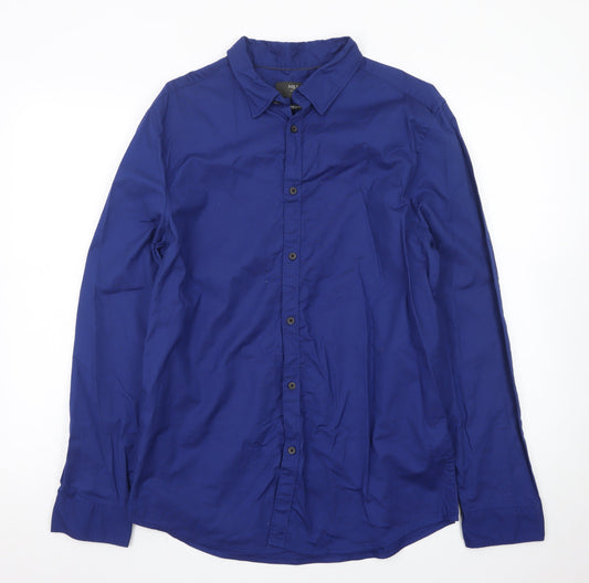 Marks and Spencer Men's Blue Slim Fit Stretch Dress Shirt M