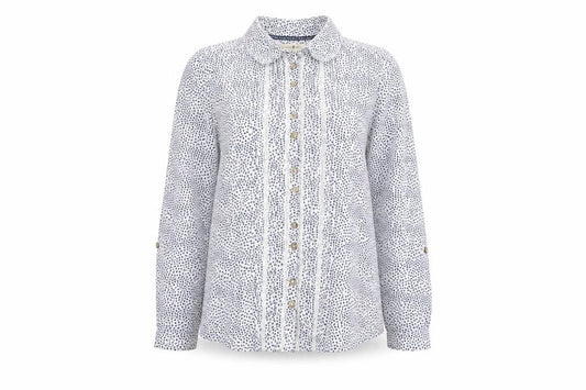 Beacon Cove Women's White Polka Dot Cotton Blouse Size 10